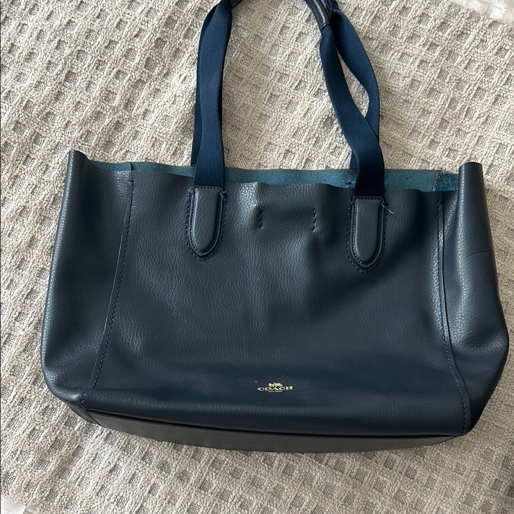 Coach Blue Leather Tote Bag with/ very used hence the price